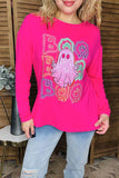 Halloween BOO & ghost hot pink long sleeve women sweat shirt BQ16016 DS9