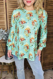Western horse riding mint long sleeve women blouse GJQ16456 CS9