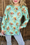 Western horse riding mint long sleeve women blouse GJQ16456 CS9