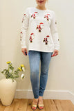 White long sleeve sequin santa claus Christmas skate women's sweatshirt XCH15991 BS1