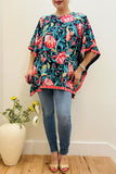 Multi color floral printed poncho casual loose women blouse GJQ16326