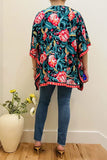Multi color floral printed poncho casual loose women blouse GJQ16326