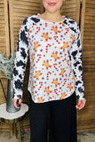 Holiday Christmas gingerbread print raglan long sleeve women top YMY16002 FS8