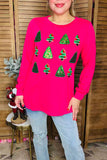 Green sequin christmas tree long sleeve women blouse BQ15813 (CS2)