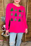 Green sequin christmas tree long sleeve women blouse BQ15813 (CS2)