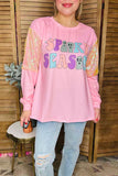 Chic SPOOKY SEASON pink sequin women's boutuque top Southern Stitch XCH16470 BS11