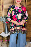 Floral flutter top printed 3/4 wide sleeve women tunic GJQ16439 IS7