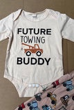 FUTURE TOWING BUDDY white romper & pant & hat 3pcs baby boy sets 250920M