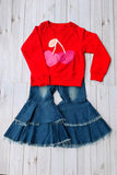 Cherry printed red long sleeve girls oversized sweatshirts 250927M