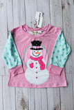 Mom and me Christmas snowman printed pink long sleeve girls t-shirt XCH01017