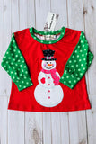 Mom and me Christmas snowman printed long sleeve girls top XCH01016