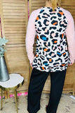 Mtulti color leopard printed pink raglan long sleeve women top GJQ13384 FS9