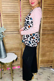 Mtulti color leopard printed pink raglan long sleeve women top GJQ13384 FS9