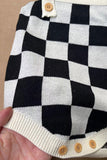 Checkered knitted adjustable sweater infant baby onesies 250933M A13S4