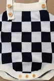 Checkered knitted adjustable sweater infant baby onesies 250933M A13S4