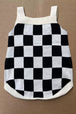 Checkered knitted adjustable sweater infant baby onesies 250933M A13S4