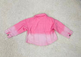 Pink wahsed denim cost with rhinestone fringe long sleeve girls coat DLH2623 A11S5