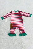 Christmas striped gingerbread baby girls romper DLH2832 A9S2