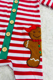 Christmas striped gingerbread baby girls romper DLH2832 A9S2