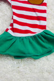 Christmas striped gingerbread baby girls romper DLH2832 A9S2