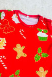 Red christmas printed long sleeve top & pant 2pc pajamas sets DLH2831 A9S3