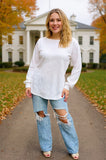 Solid white knitted fabric white long sleeve women top BQ15722 DS2