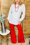 Solid white knitted fabric white long sleeve women top BQ15722 DS2