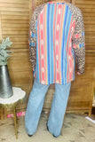 Multi color serape w/leopard printed long sleeves women top BQ10306 (FS7)
