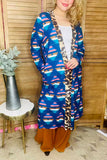 Aztec/leopard printed long duster women cardigan YMY9874 (AS7)/AS6