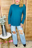 Solid Teal color long sleeve women t-shirt YMY15529 IS13