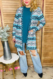 Western aztec & leopard printed long sleeve women cardigan XCH15895 IS10