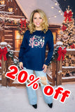Christmas "True story"blue long sleeve women blouse XCH15762