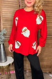 Sequin santa claus patch red women sweatshirts pullover tops XCH16546 FS2
