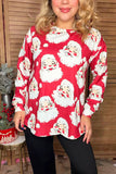 Christmas santa claus printed long sleeve women top XCH16677 (DS2)