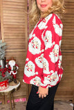 Christmas santa claus printed long sleeve women top XCH16677 (DS2)