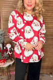 Christmas santa claus printed long sleeve women top XCH16677 (DS2)