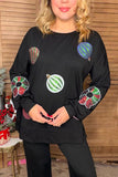 Sequin christmas element round neck long sleeve sweatshirts w/slit XCH16536 BS6