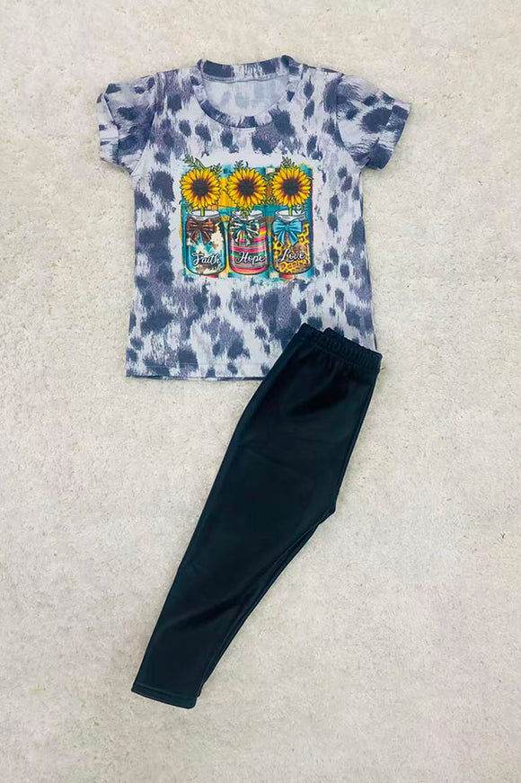 Wholesale children's clothing Masson jars FAITH HOPE LOVE printed girls t-shirt DLH0923-09 A16S4