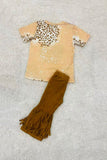 Beige Mini prints leopard short sleeve girls t-shirt DLH2724 A16S5