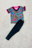 Wholesale Cow girl boots & hat cactus printed girls t-shirt DLH1215-26 A16S4
