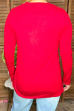 Plus size solid red long sleeve women t-shirt YMY15531