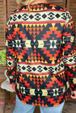 Multi color western aztec printed long sleeve women blouse XCH16539