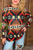 Multi color western aztec printed long sleeve women blouse XCH16539