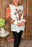 Western White Cactus & Aztec printed long sleeve women t-shirt XCH10516 (GS4)