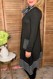 Black/white striped Turtleneck & irregular bottom women dress GJQ15563 (BS12)