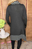 Black/white striped Turtleneck & irregular bottom women dress GJQ15563 (BS12)