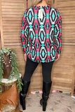 Western aztec printed long sleeve women tunic XCH16591
