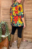 Floral printed half sleeve baby doll style women blouse XCH16663