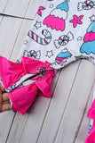 Christmas printed pink ruffle infant baby romper XCH05030