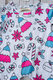 Christmas printed pink ruffle infant baby romper XCH05030